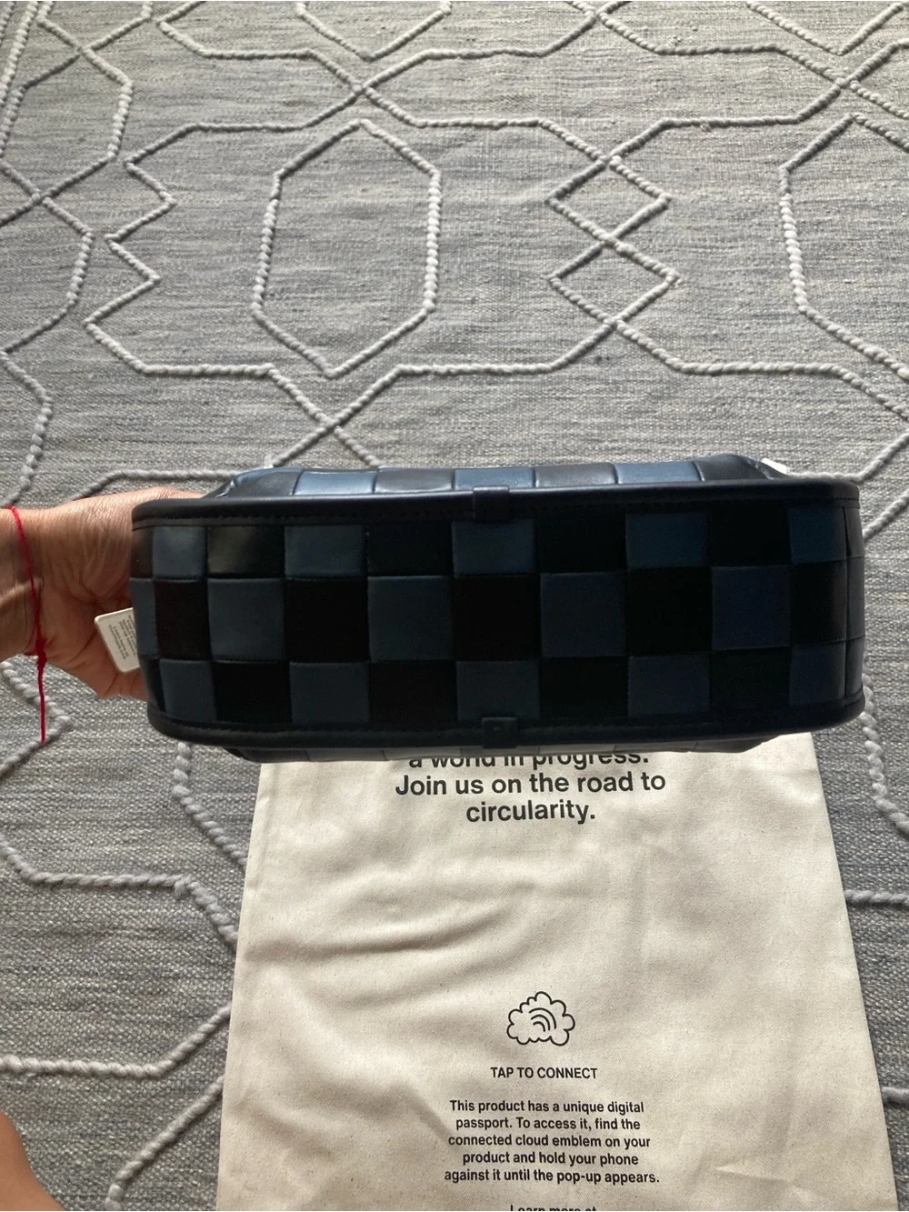 COACHTOPIA Limited Edition Woven Checker Hobo Shoulder Bag in Dark Blue & Black
